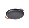 ZISIZ 35cm Cast Iron Double Handle Flat Bottom Pancake Griddle