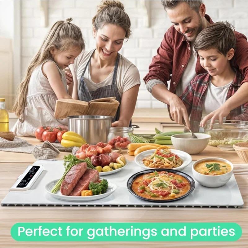 Electric Food Warming Mat By with 3 Adjustable Temperatures And Timers Food Warmer Foldable Perfect for Warming Coffee and Meals