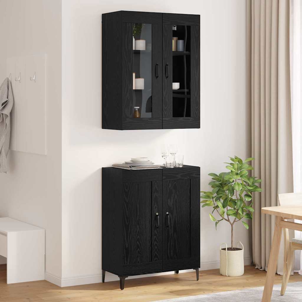 Highboard Black Oak Effect 69.5 x 34 x 180 cm Particleboard