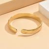 European-American Baroque Hammered Texture Open Stainless Steel Bracelet with Gold Plating for Women