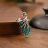 Vintage Enamel Peacock Rings for Women Retro Ethnic Blue/Green Feather Finger Ring Anti Silver Color Animal Jewelry Gift