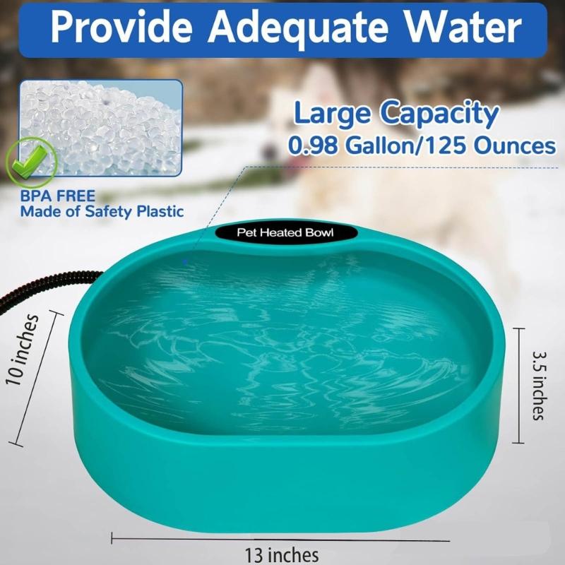  Automatic Thermoregulation Heated Water Bowl For Outdoor Animals Poultry Wildlife 3.7L Large Capacity Impermeable Plan