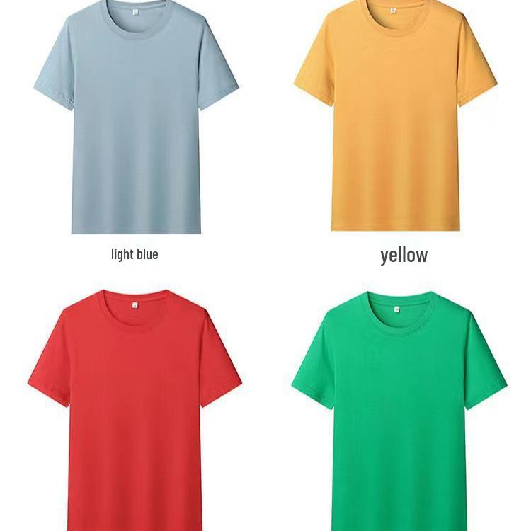 Available: Men's 180g Cotton Crew Neck Short Sleeve T-Shirt - Solid Color, Pure Cotton, Ideal for Summer and Advertising.