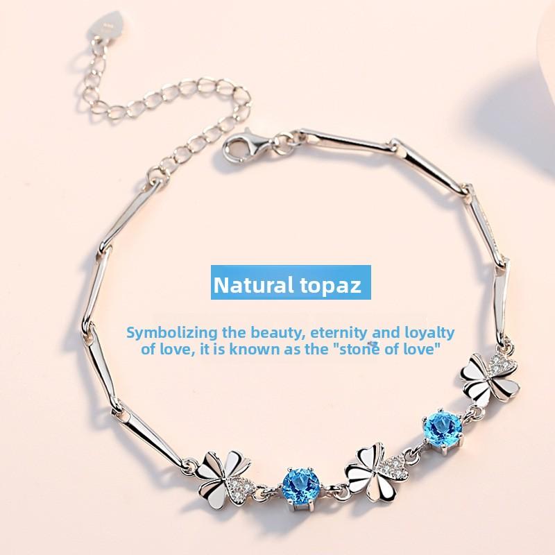 925 Silberplattiertes Armband für Damen Süße Kleeblatt Drehende Blume Zirkonia Schmuck