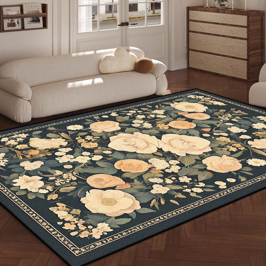 Tappeto Stile Floreale Pianta Nordica Soggiorno Decorazione Lusso Tappeto Morbido Floreale 200x300cm Camera da Letto Fondo Letto Tappetino Antiscivolo Lavabile