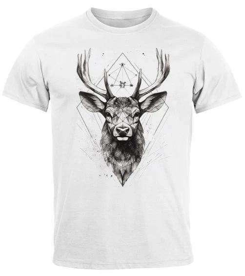 Men s T-Shirt deer costume shirt animal motif wild animal abstract polygon art S