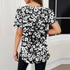 Women's Fashionable Casual Short Sleeve Print V-Neck Pullover Top