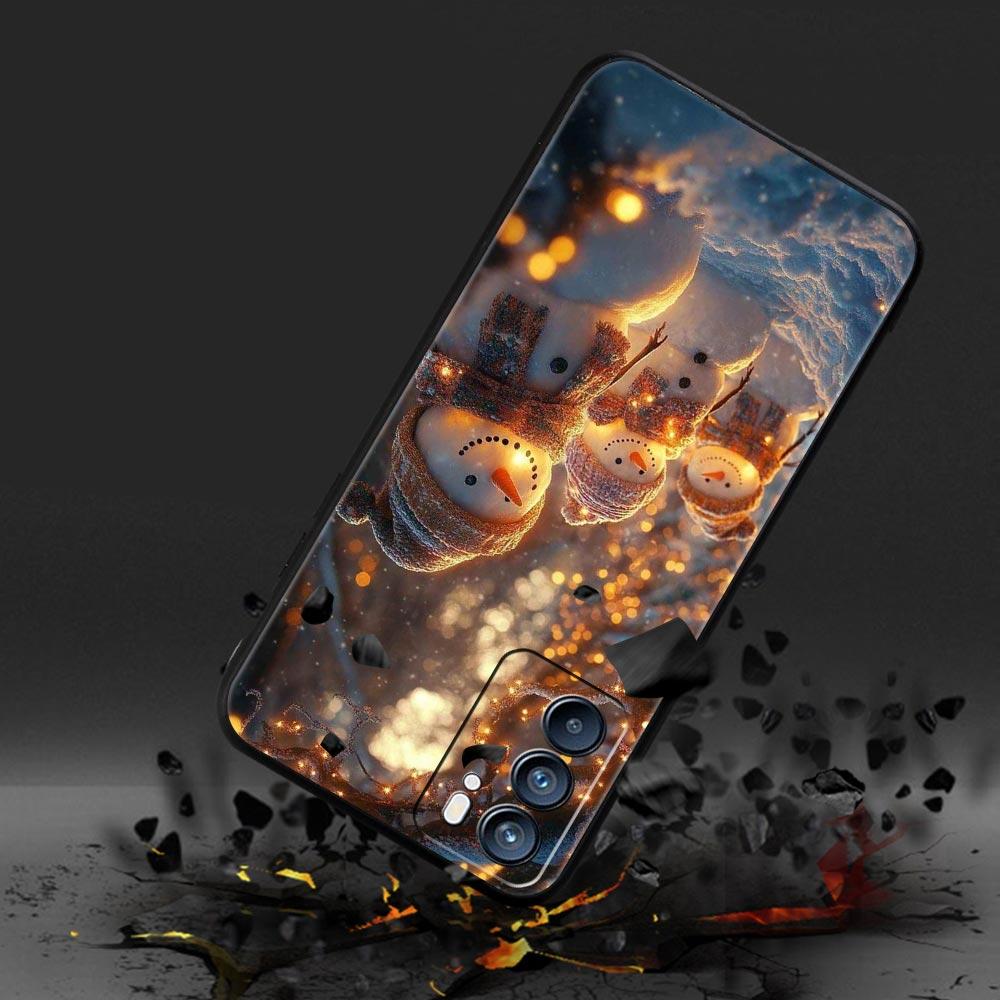 Christmas Snowman Phone Case For Oppo A17 A31 A54 A57 A78 A79 A98 Find X5 X6 Reno 6 7 8 10 11 12 13 F Pro 5G Soft TPU Cover Bags