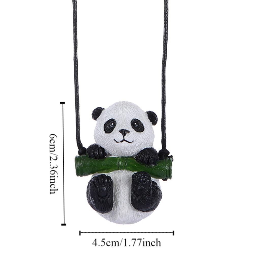 Lanyard Panda Car Rearview Mirror Pendant Resin Car Hanging Ornament Automobile Decoration