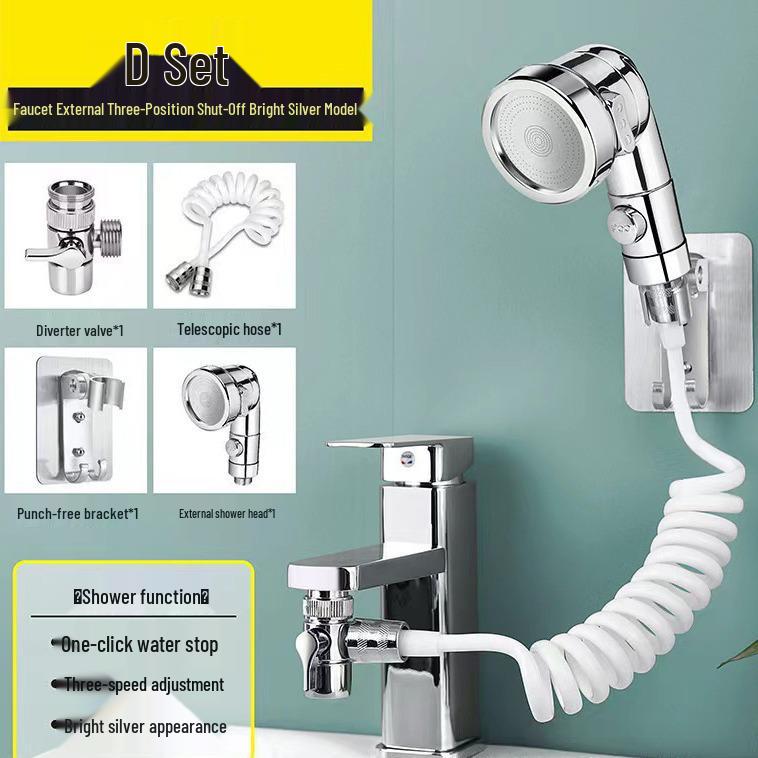 Three-Gear Stop Water Shower Head with Hair Washing Extension