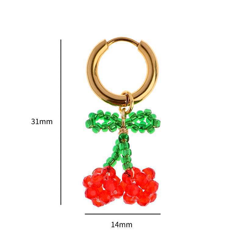 

Fashion Stainless Steel Color Fruit Series Cherry Chili Earrings Earrings Stud Earrings Gold Plated