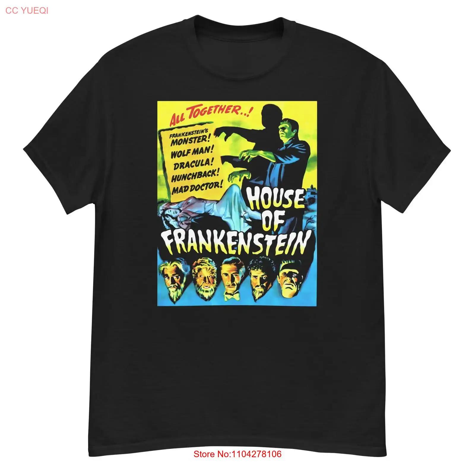 

House of Frankenstein cult horror film fan art t shirt vintage Washed homme Comfortable designer clothes Stretched Casual 5XL різнокольоровий