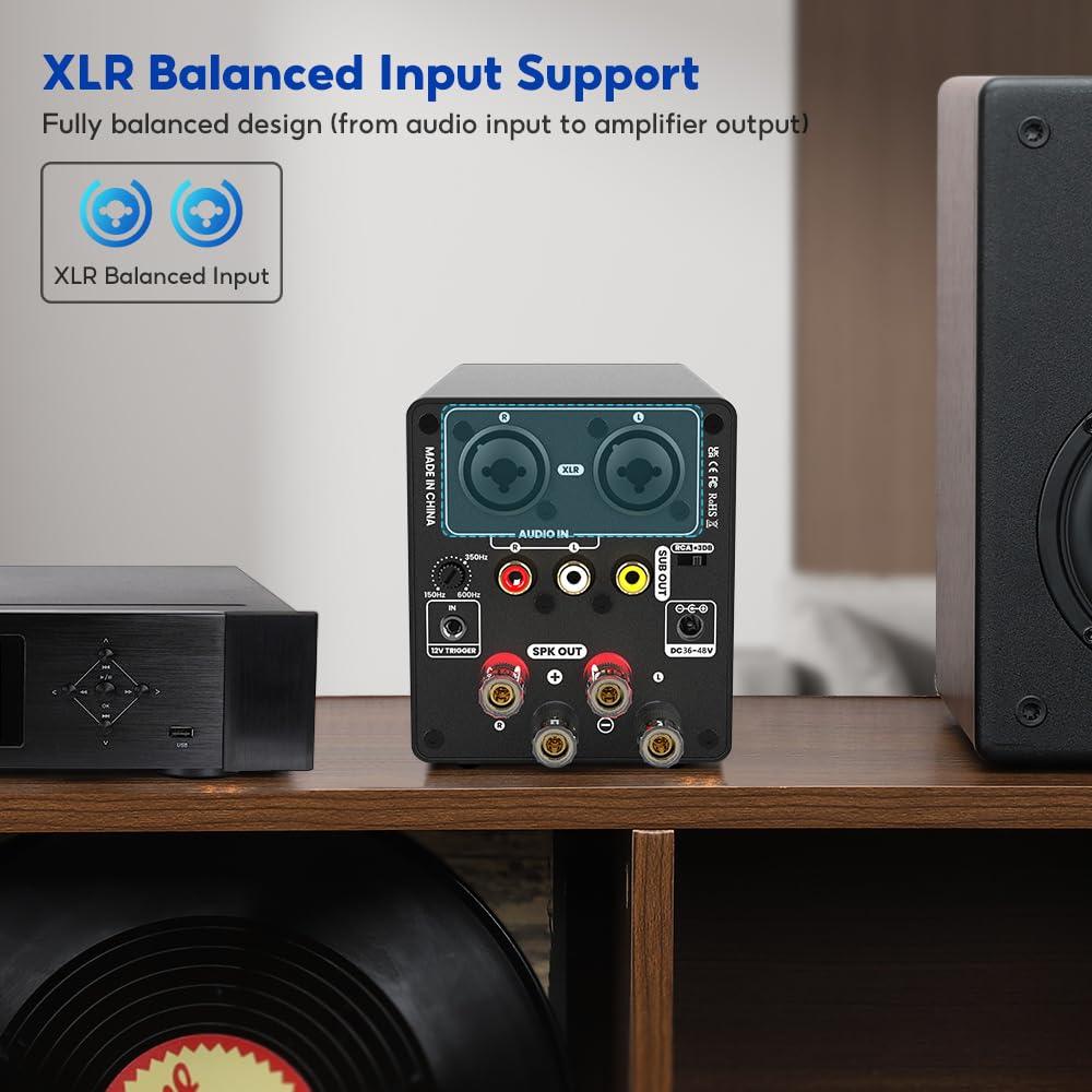 AIYIMA A70 Balanced Stereo Amplifier with TPA3255 Class D Amplifier for Desktop Home Bookshelf XLR RCA Inputs Trigger DC 48V 5A Power Adapter Included