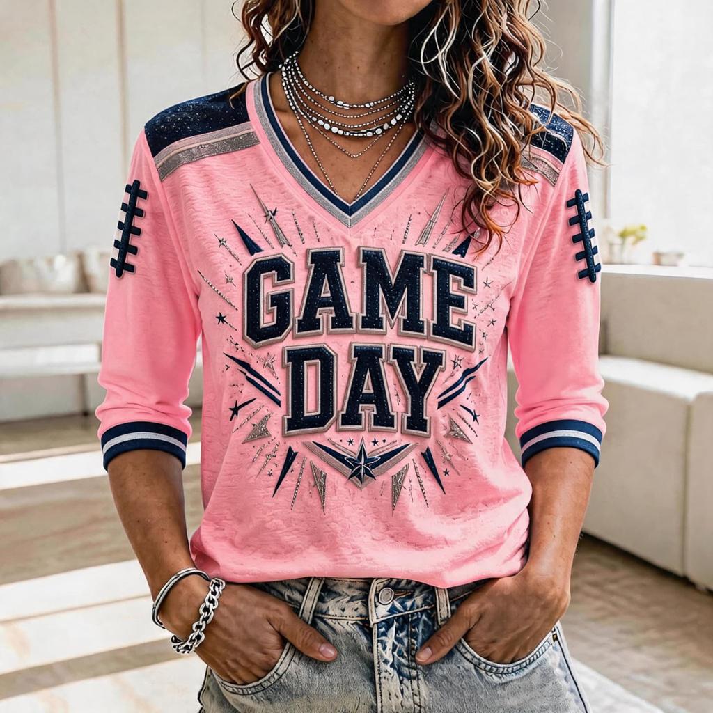 Women's Rugby Fan Shirt 3/4 Sleeve Sports Support Top