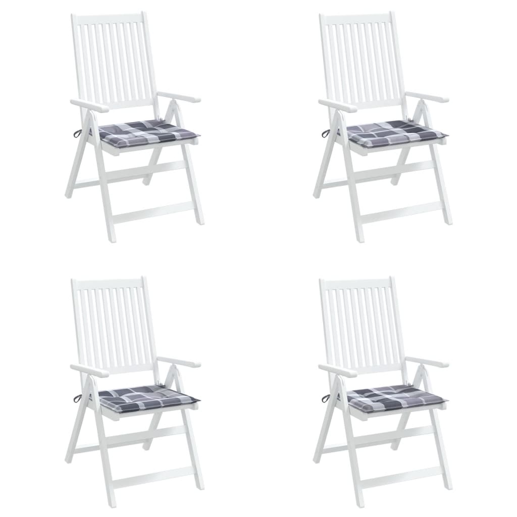 Garden Chair Cushions 4 Pcs Gray Checkered Pattern 50x50x4 Cm