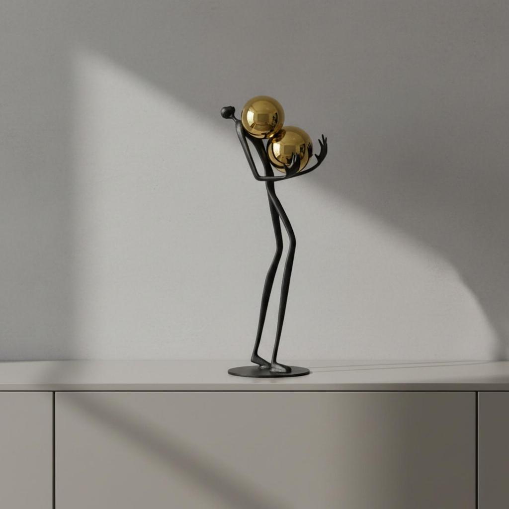 Abstract Human Figure Sculpture Reflective Display Piece Minimalist for Entryway