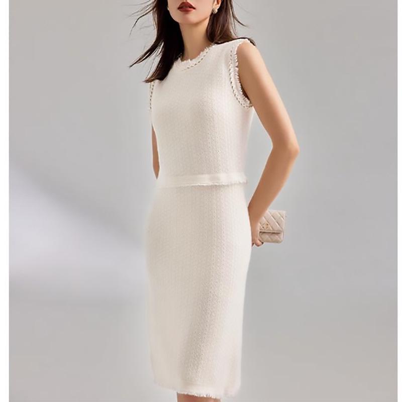 Gold Edge Double-Sided Woven Cardigan Dress Set