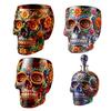 Decorative Glass for Home Bar Day of The Dead Wine Glass, with 3D Relief Painting, Hand-Painted Halloween Themed Gothic Skull Whiskey Cup, Parties And