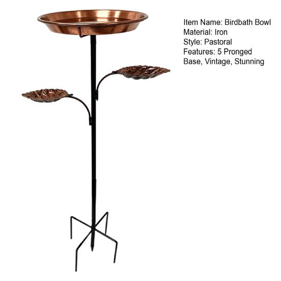 Metal Bird Bath for Outside 5 Pronged Base Birdbath with Stake Vintage Freestanding Feeder Bowl for Garden Patio Yard Lawn Decor