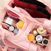 Double Zipper Makeup Bag Large Capacity Travel Toiletry Organizer Puffy Storage Case for Women with Portable Handle