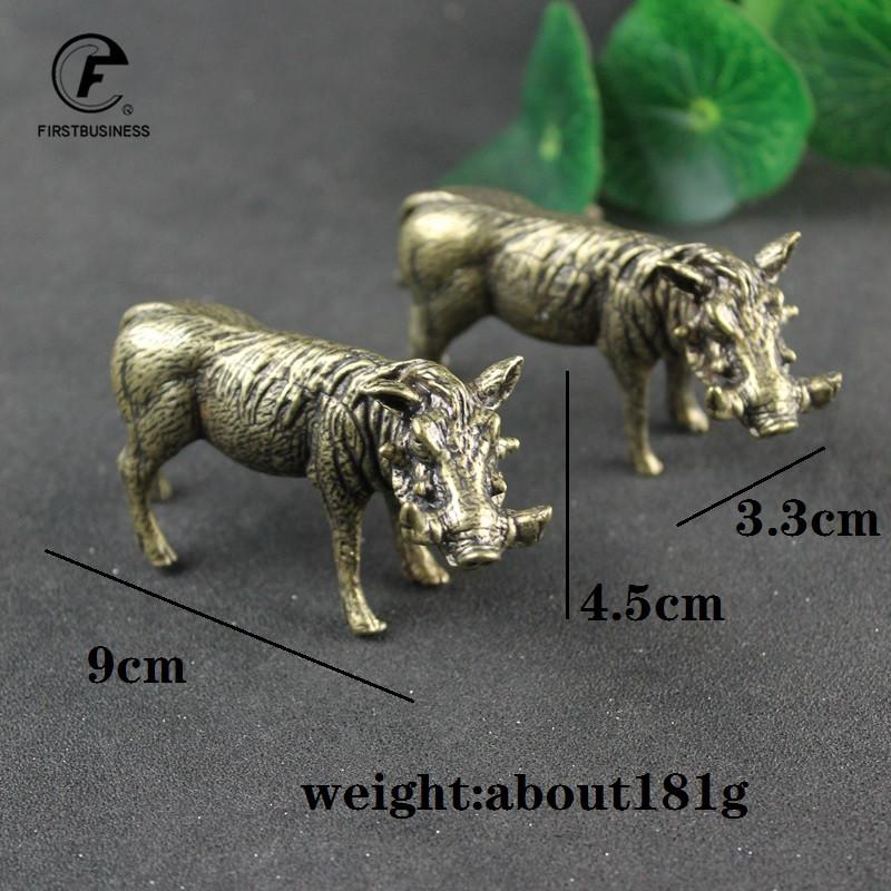 Heavy Brass Wild Boar Statue for Home Decors Retro Figurines Creative Handmade Animal Sculpture Art Bookcase Display Ornaments