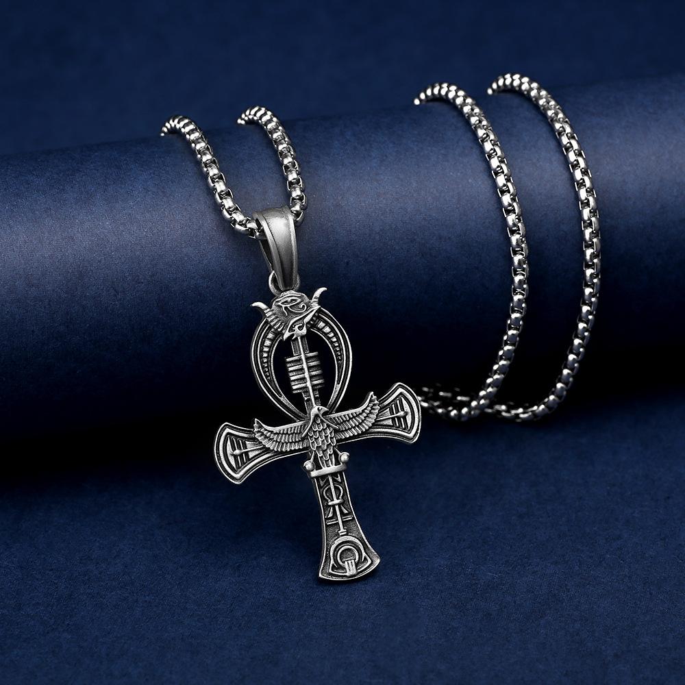 VASSAGO Gothic kruis hanger ketting heren roestvrij staal punk hip hop gothic sieraden Halloween Kerstmis cadeau, Eén maat, Roestvrij staal, Geen edelsteen