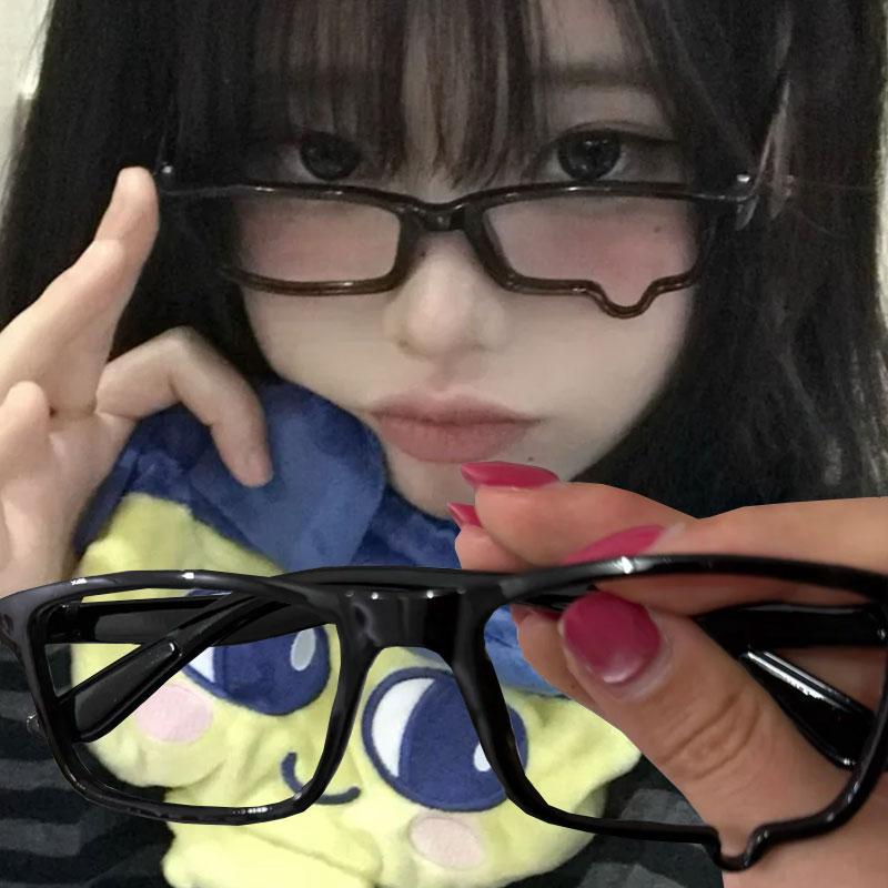 Fashion Unisex Black Eyeglass Frame No Lenses Anime Crying Dripping Tears Glasses Vintage Kawaii Party Gift Cosplay Accessories