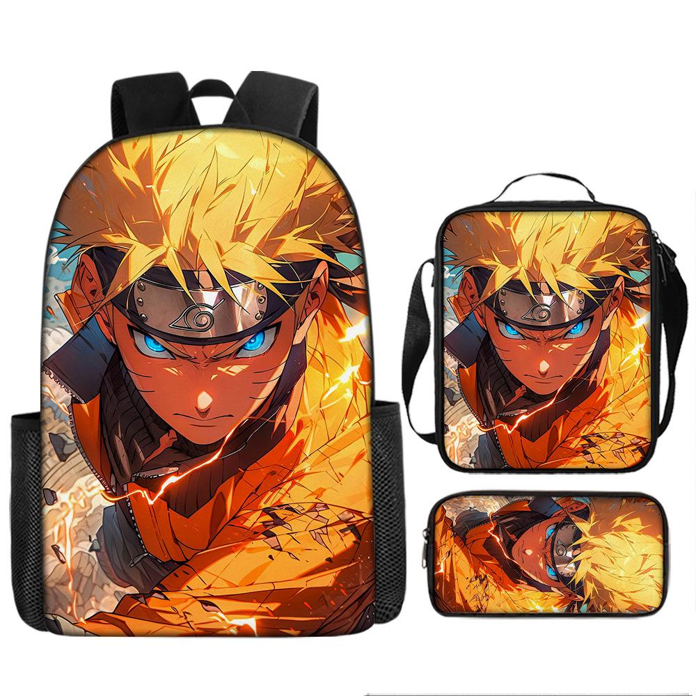 Naruto Naruto Primary And Secondary School Students Three-Piece Set School Bag Children S Backpack Satchel Pencil Case Backpack