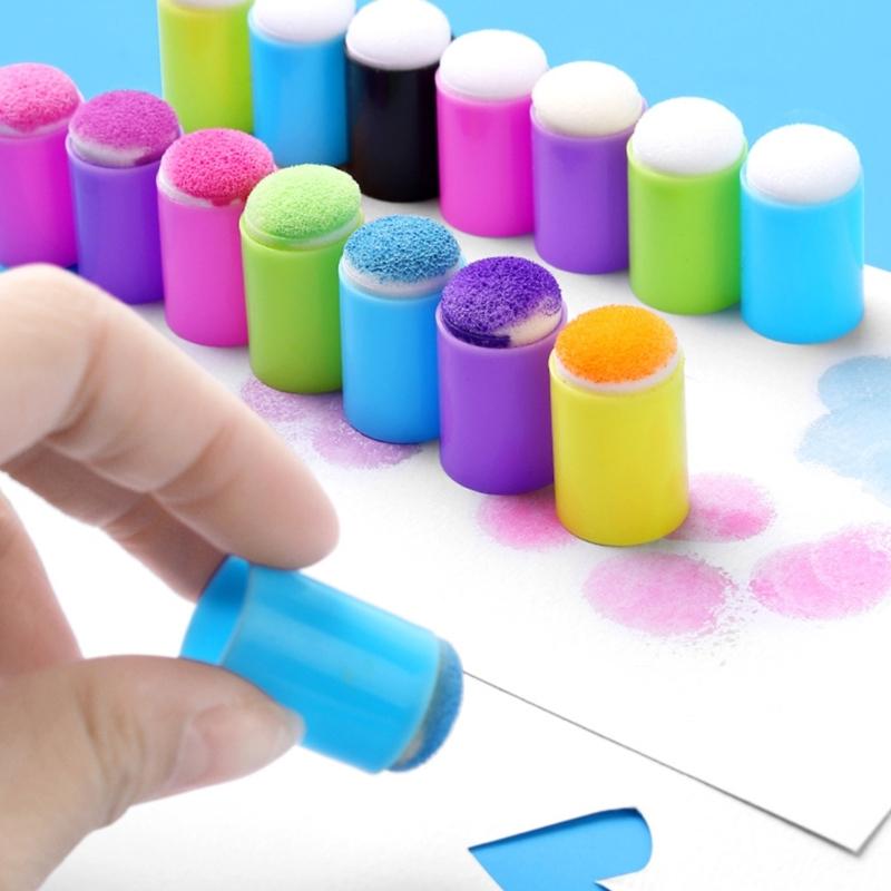 10PCS Washable Children Finger Painting Sponge Toddler Art Painting Tool for Kid Early Learning and Art Craft Project