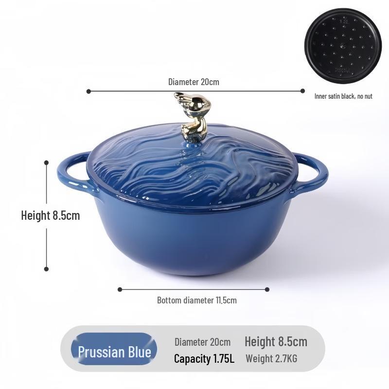 ZISIZ Embossed Enamel Multi-function Stew Pot