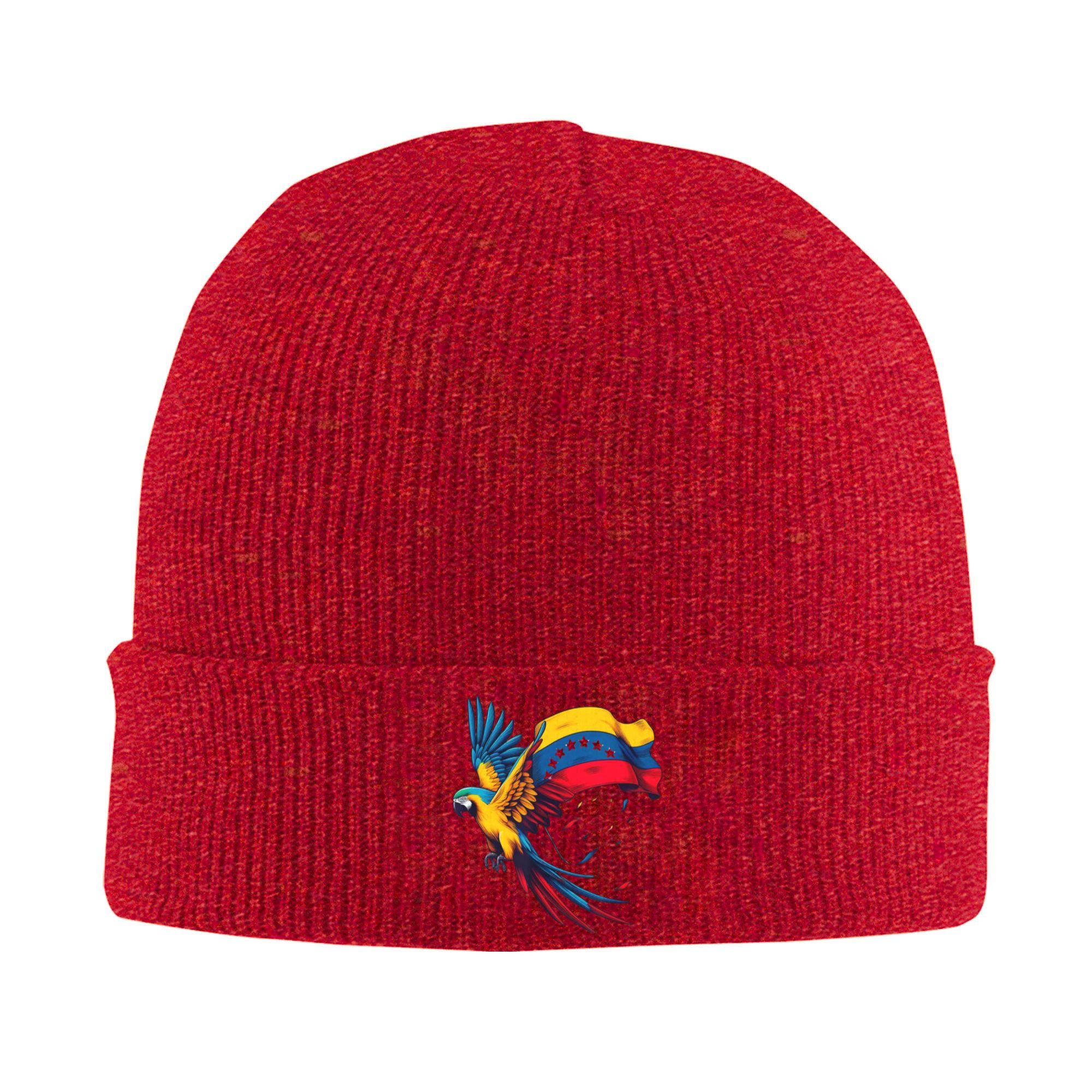 Venezuela  Stars Flag with Guacamaya Beanie Hats  Bonnet Hats Unisex Casual Hippie Skullies Beanies Autumn Graphic Head Wrap Caps One Size