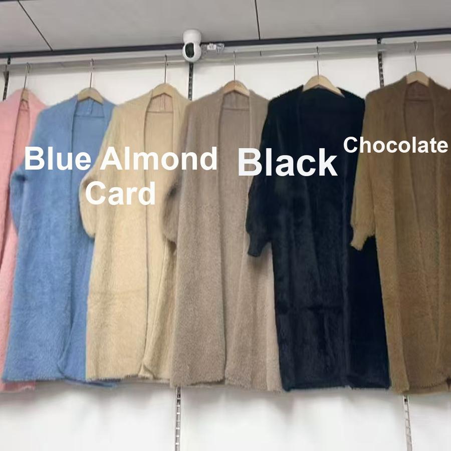 Autumn Women's Loose Long Sleeve Knit Cardigan Overcoat Lazy Style Faux Fur Knit Sweater for Women