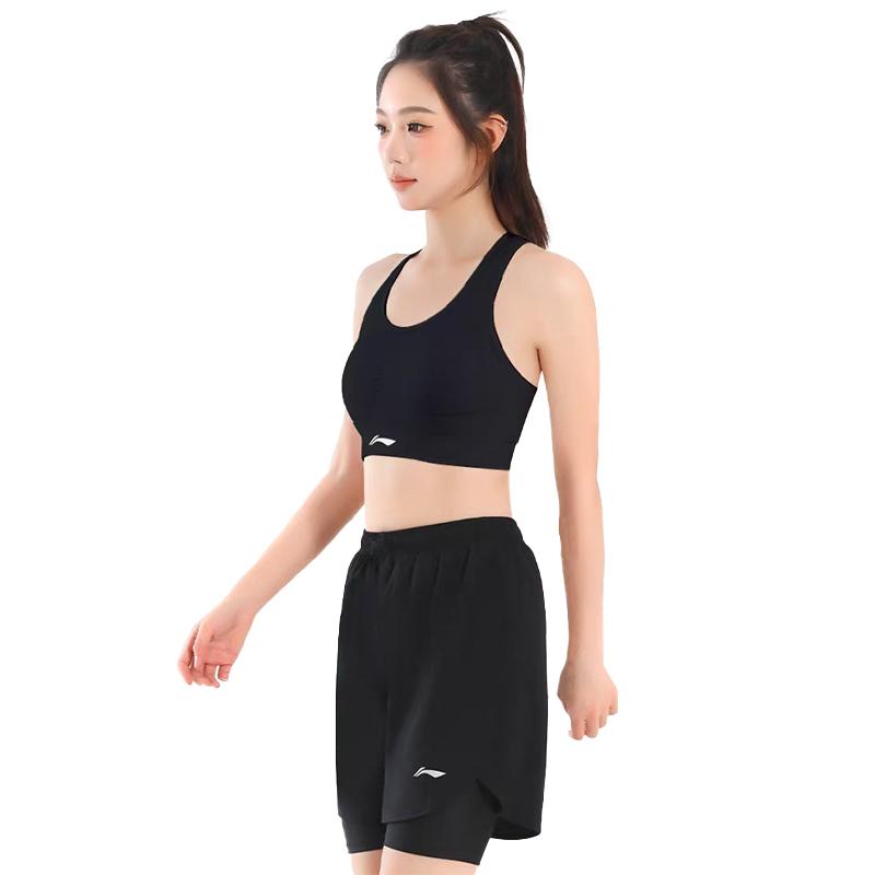 Li-Ning Quick-Drying Breathable Cool Ice Silk Thin Versatile Comfortable Anti-Exposure Double-Layer Sports Shorts Women Shorts APST615-1