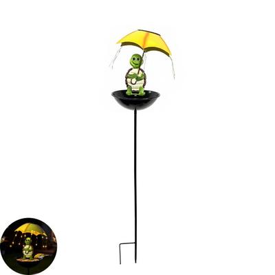 Güneş Enerjili Kuş Yemliği Kazığı Dış Mekan Bahçe Veranda Avlu Şemsiye Tutucu Kurbağa Tilki Kardan Adam Kaplumbağa Kuş Banyosu Sulama İstasyonu Besleme Cihazı Işıklı