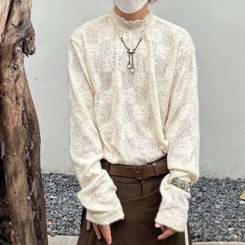 

Half Turtleneck Lace Bottoming Shirt New Style Fashionable and Western-style Inner Top with Velvet and Thickening Temperament Onesize бежевий