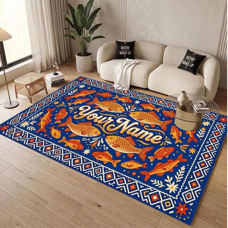 Celebration Theme Soft Crystal Velvet Rug Custom Name & Text Print Non Slip Floor Rug for Bedroom Living Room