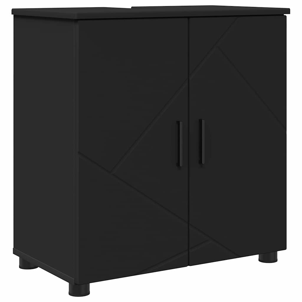 Bathroom Furniture Set 5 Pcs Black Engineered Wood & Metal