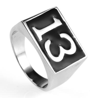 Kreativer klassischer schwarzer Emaille-Buchstabe 13 Glücksringe für Männer und Frauen Trend Mode Lässig Party Schmuck Geschenk