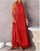 European and American 2025 Summer Ruffle Long Dress - Women's Flowing Holiday Beach Style