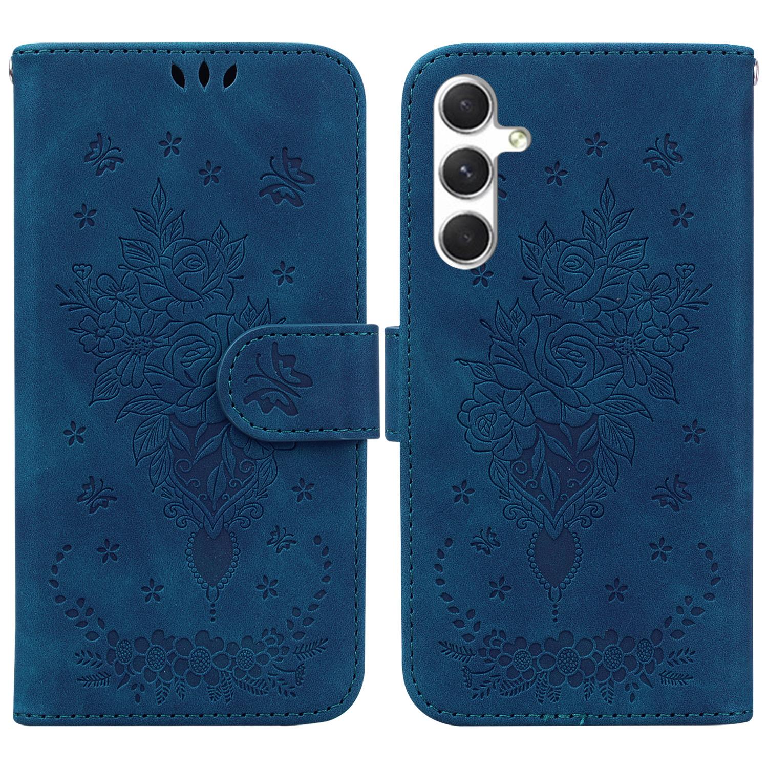 

For Samsung Galaxy S25+ Case PU Leather Wallet Phone Cover Butterfly Flower Imprint A