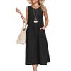 Independent Station Women's Solid Color Crew Neck Sleeveless Pocket Casual Dress