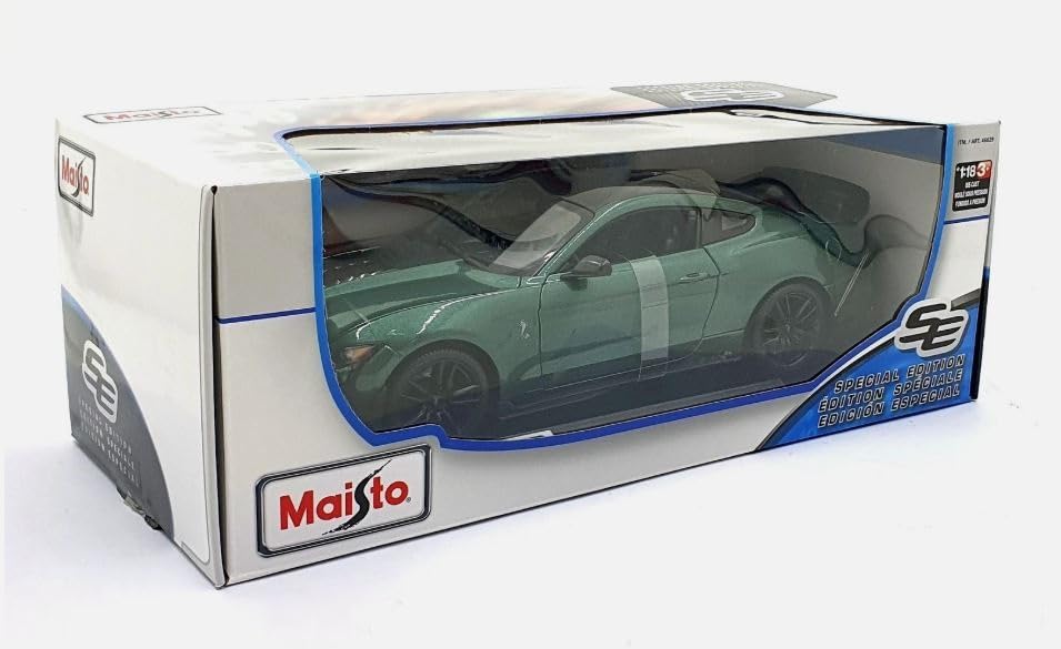Maisto 2020 Mustang Shelby GT500 Metallic Green 1/18 Scale Model Special Edition with Display Base and Microfiber Cloth
