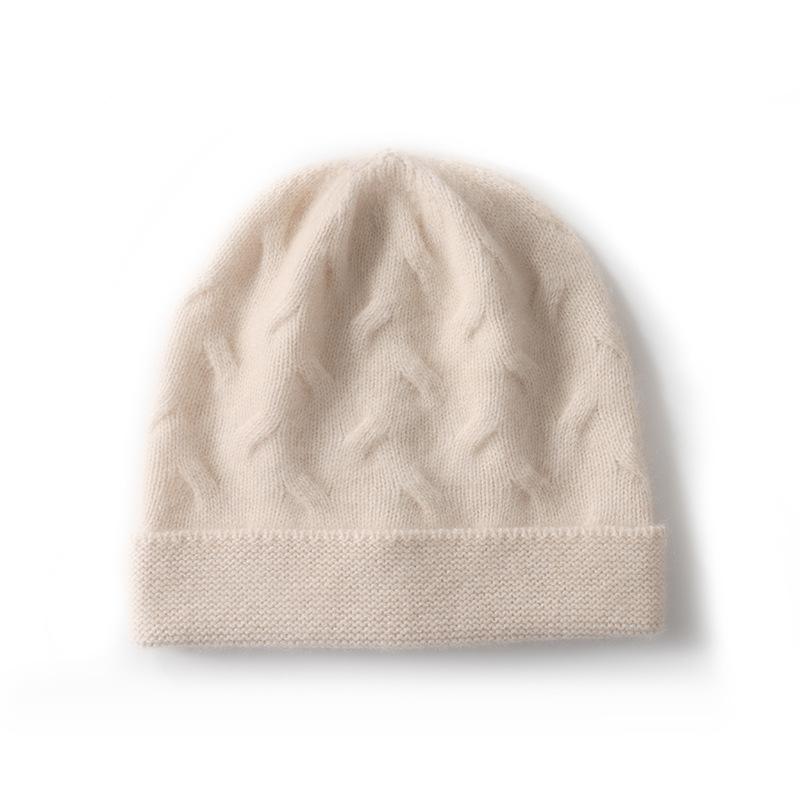 Cashmere Hat Autumn and Winter New Style Women's Fashion Casual Ear Protection Pile Hat Beanie Solid Color Knitted Hat