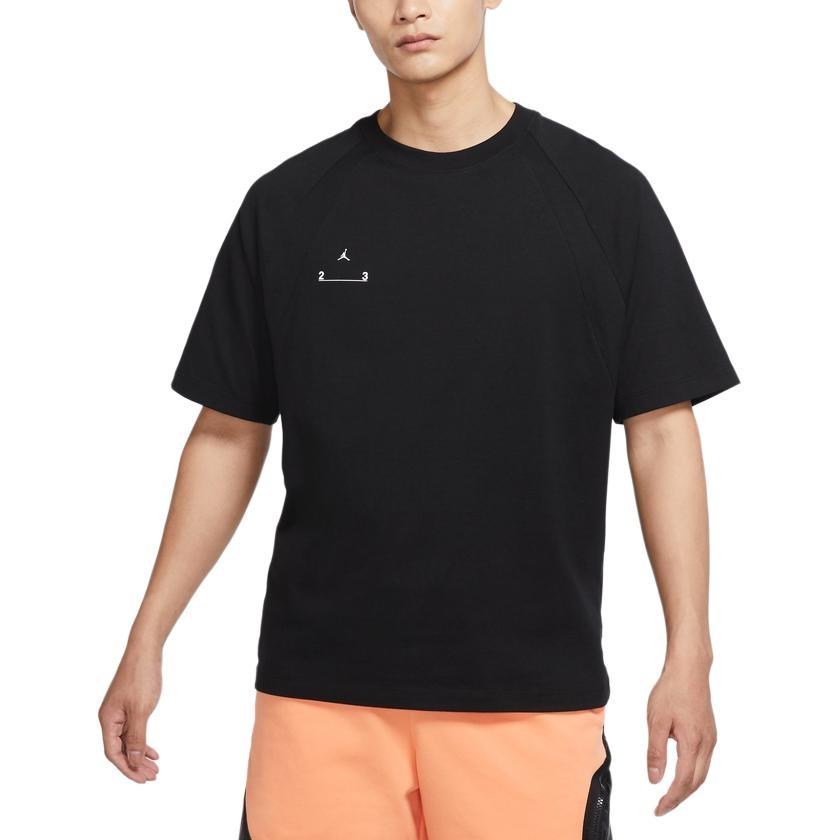 Men s Air Jordan SS22 23 Engineered Solid Color Logo Printing Round Neck Pullover Short Sleeve Black T-Shirt DQ7357-010 S