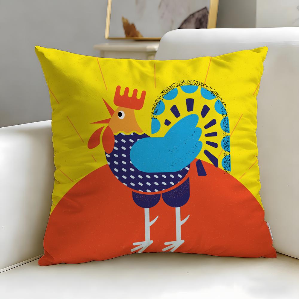 

classic art theme Rooster Doodle Art Cushion Cover Soft & Easy-Wash Pillow Case – Versatile for Couch, Bed, Travel and Office 30cmx30cm