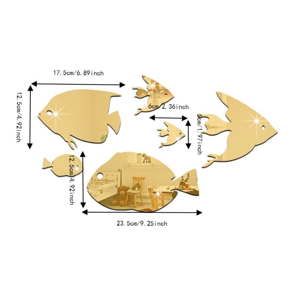 3D Effect Fish School Wall Sticker Mirror Finish Removable Adhesive 3D Fish Wall Art Tile Decal Style Under The Sea Theme