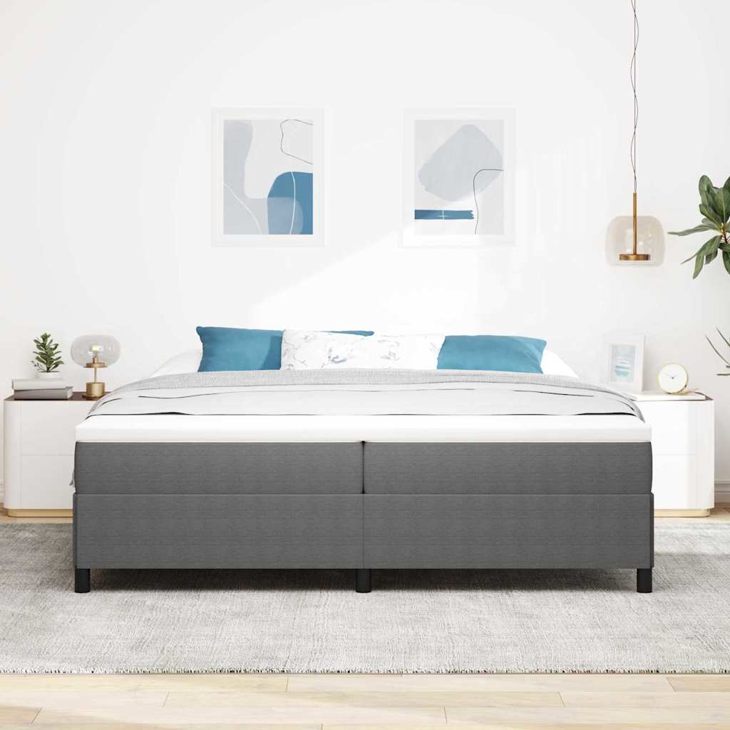 Box Spring Bed Light Grey 200 x 200 cm Cord Fabric