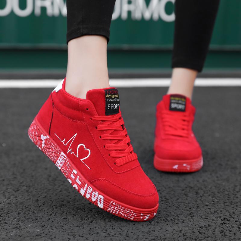 New Four Seasons Couple Plus Size 35-44 High Top Sneakers Fashionable, Lightweight, Comfortable, Versatile Skateboarding Shoes