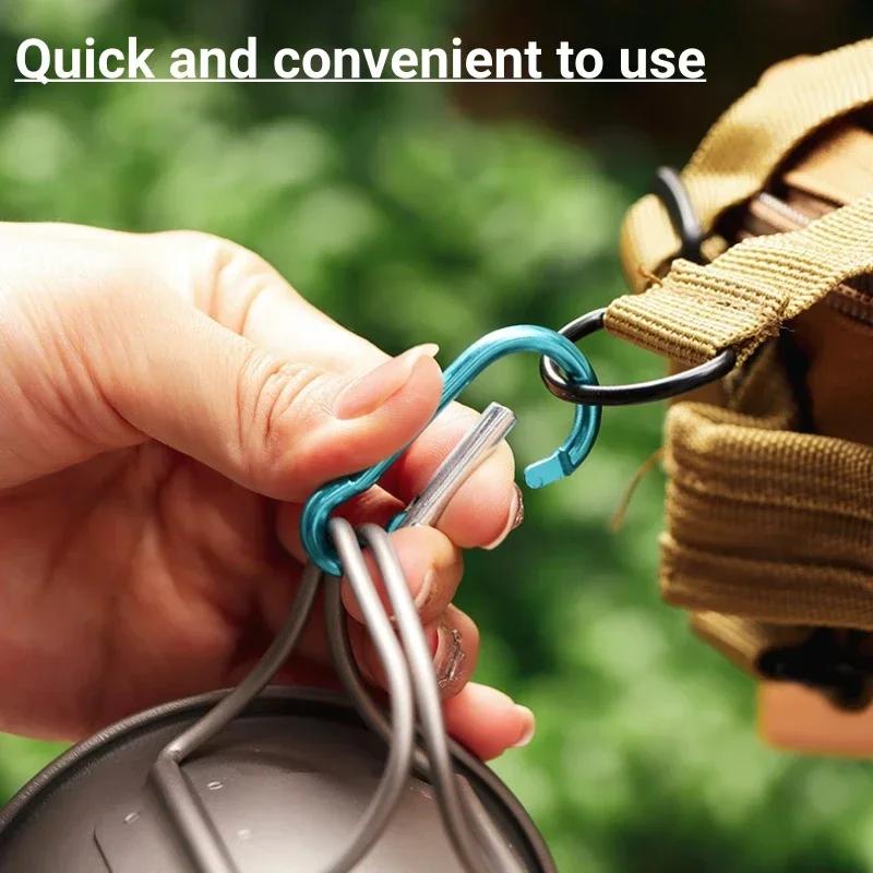 20X Carabiners Spring Clasp Hook Aluminum Alloy D Carabiner Spring Snap Clip Hooks Keychain  Carabiner Key Camping Tools