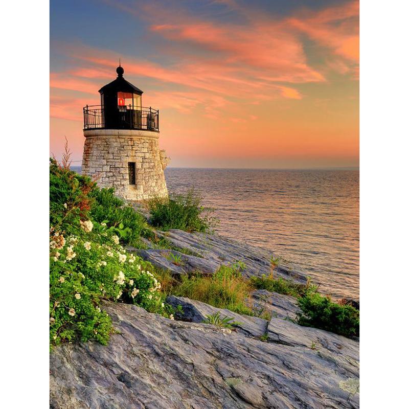 DIY Lighthouse 5D Diamond Painting Full Round Drill Seaside Diamond Embroidery Cross Stitch Mosaic Kits Wall Art Home Decor